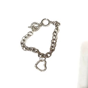 Floating heart cz charm bracelet toggle hook fashion